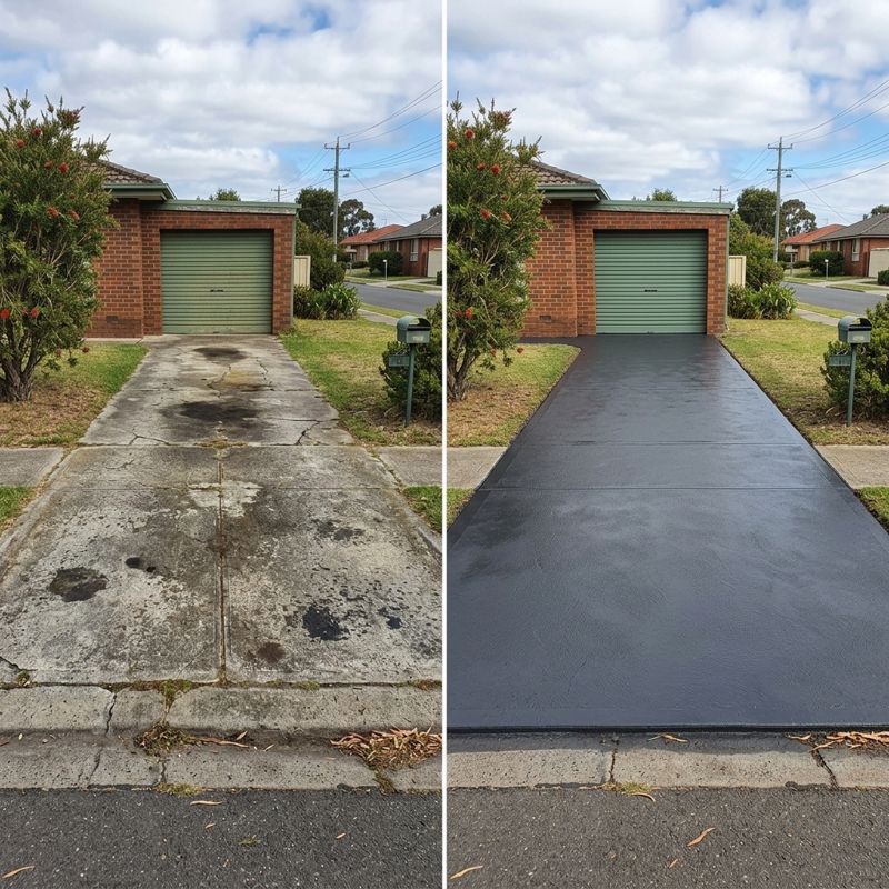 Driveway before and after resurfacing